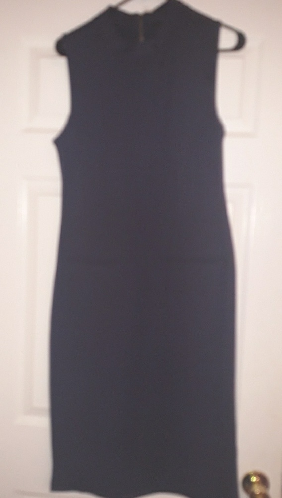 Navy pinstripe midi dress